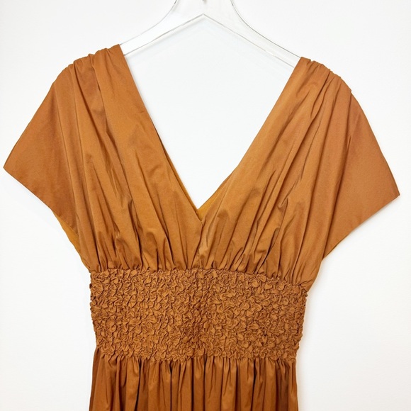 Fashion | Count Your Blessings Smocked Maxi Dress in Brown Camel - Picture 5 of 12